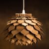 Nagy lótuszvirág lámpa, fából készült mennyezeti világítás