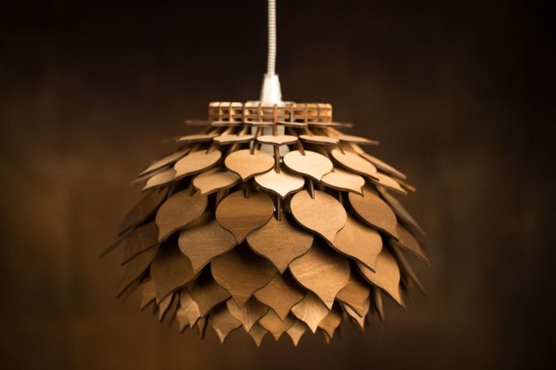 Nagy lótuszvirág lámpa, fából készült mennyezeti világítás