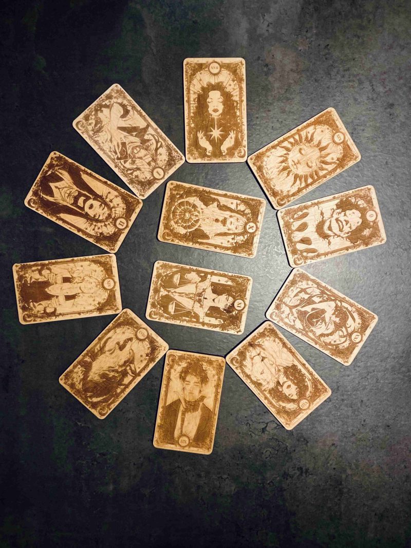 Fa Wicca Tarot kártya fa dobozban