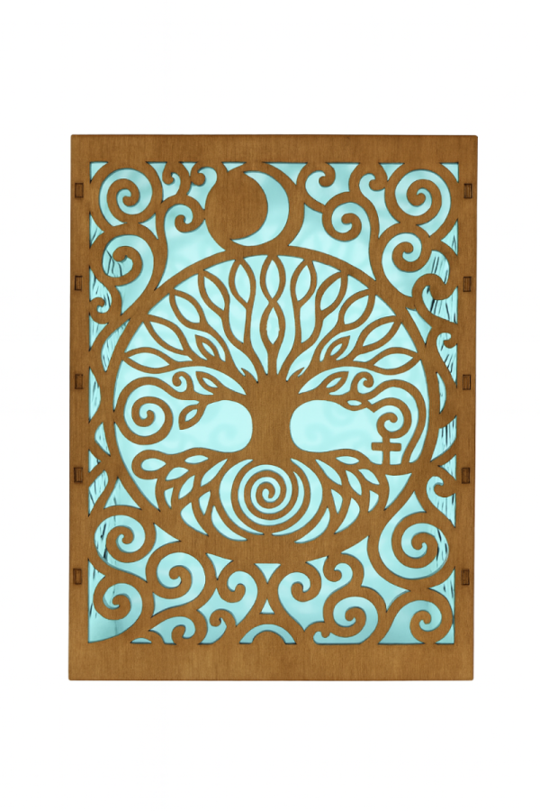 shaman fából készült, asztali lámpa, kis méretű lámpa, mandala lámpa, gyógyító spirituális