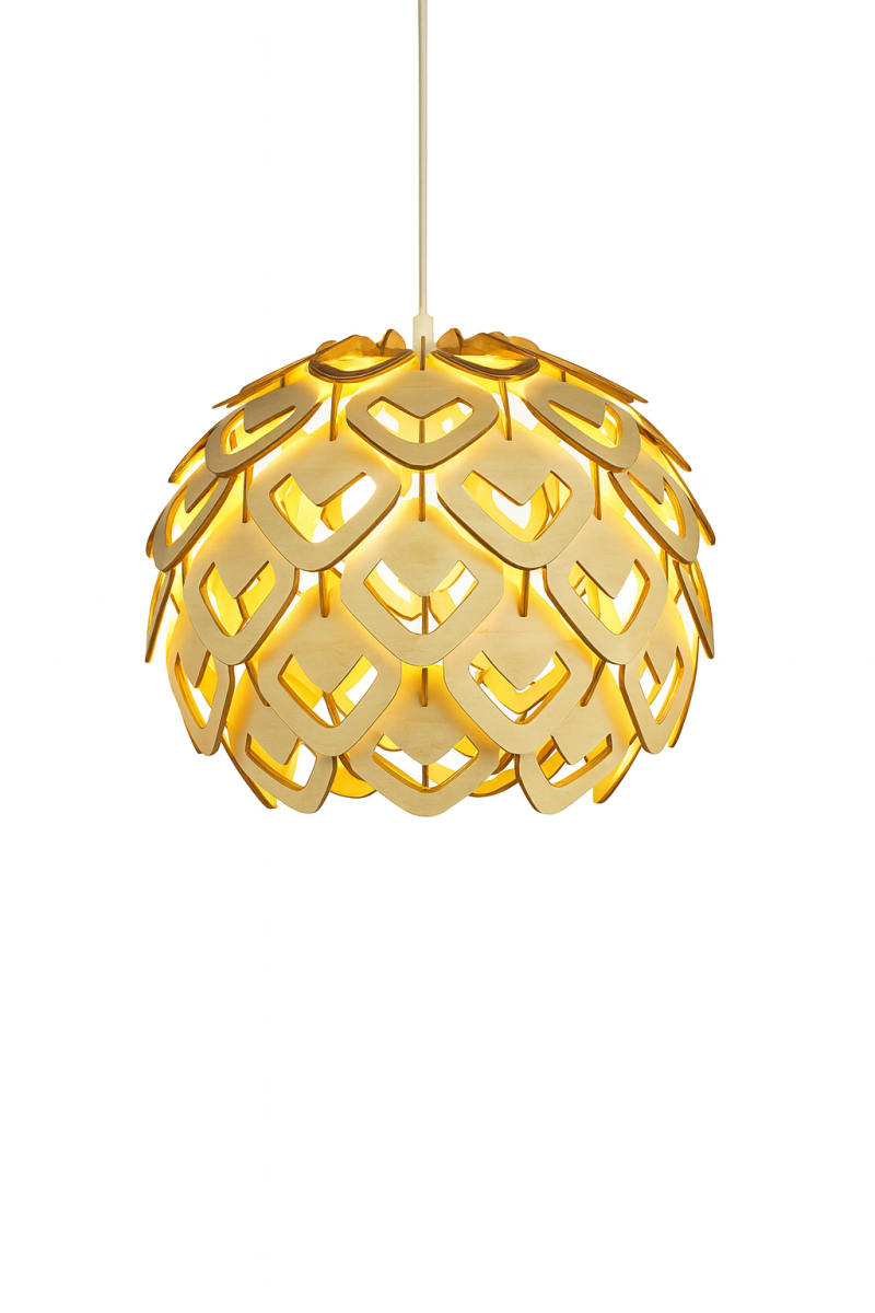 venusz-viraga fából készült, mennyezeti lámpa, kis méretű lámpabúra, lamellás lámpa